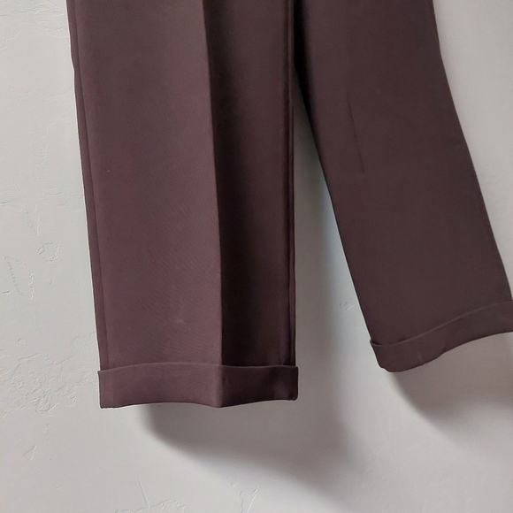 Louben Brown Front Zip  Trouser Triacetate ‎ Pants Women Size 4 - Picture 8 of 8